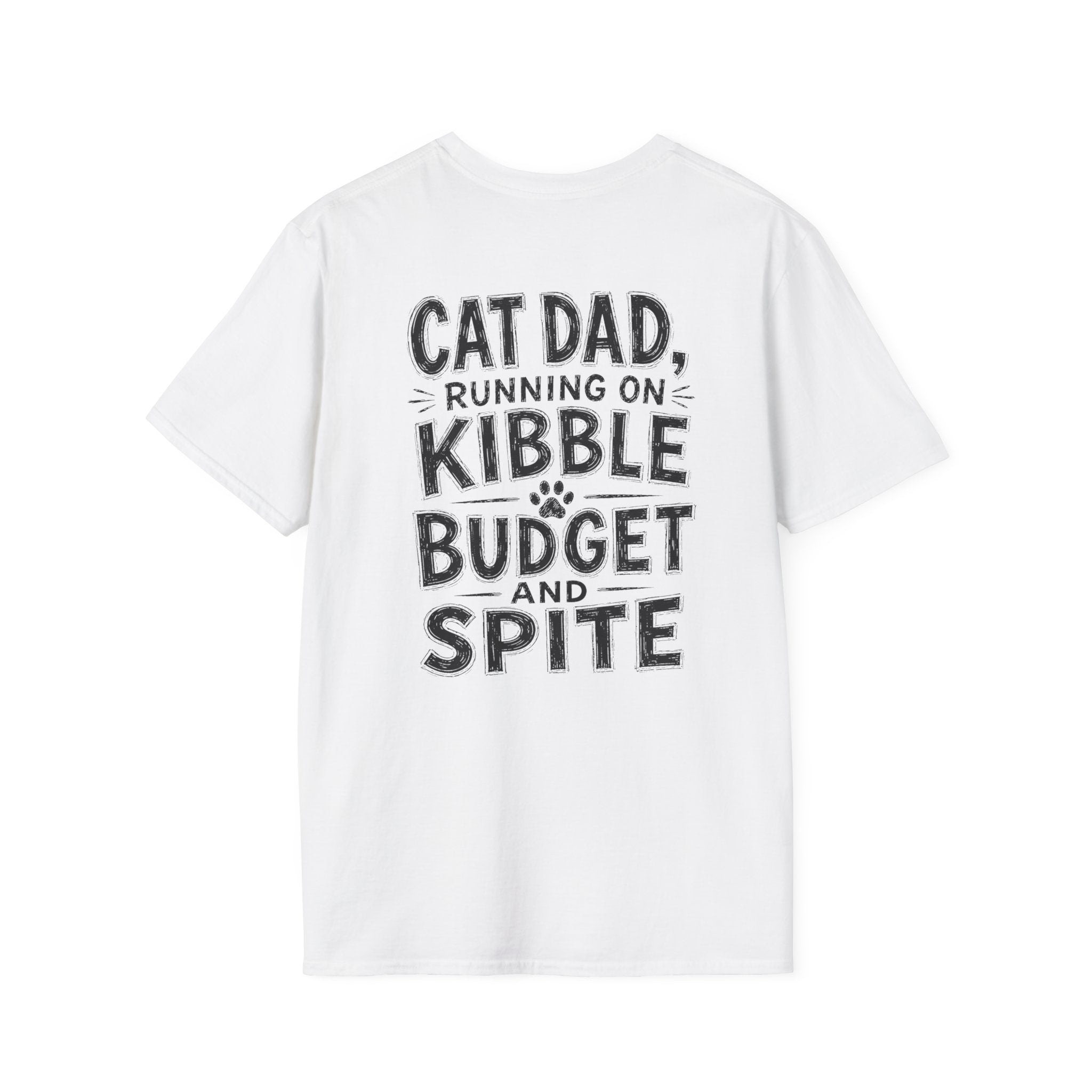 Cat Dad Shirt Running on Kibble Budget and Spite Dark Humor Tee Unique Gift Funny Tshirt