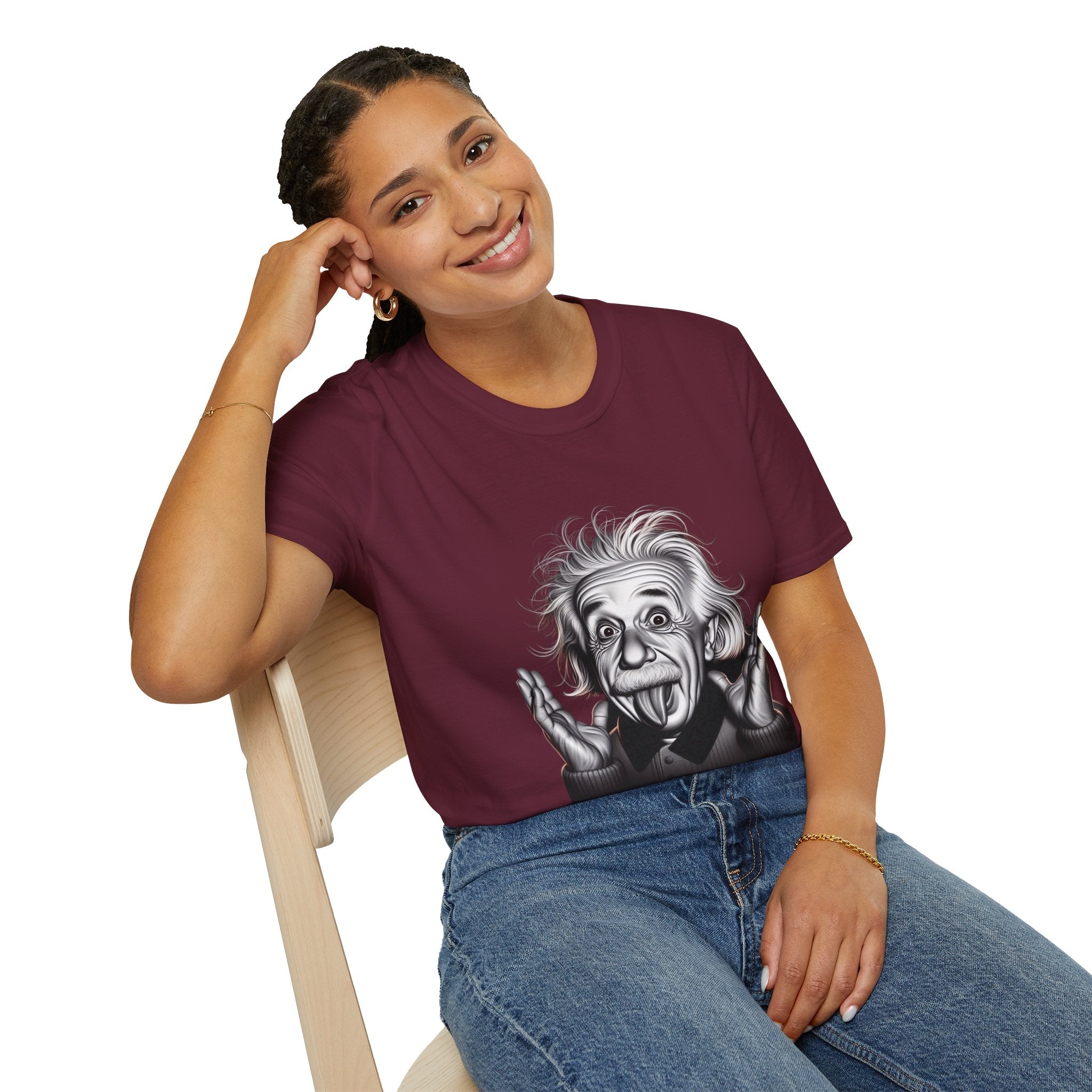 Funny Albert Einstein Print T-Shirt Unisex Softstyle T-Shirt Cotton Unique Gift
