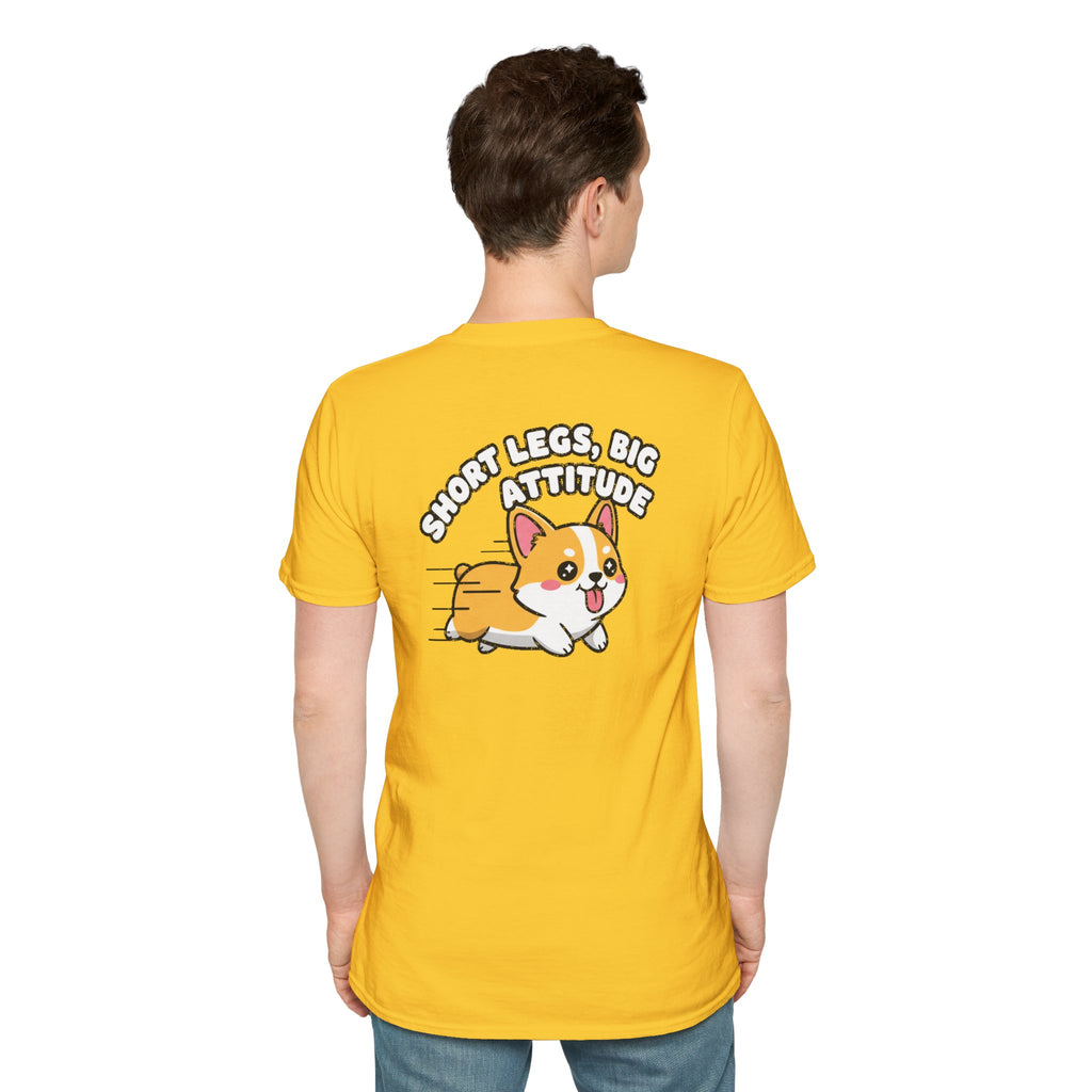 Cute Corgi Shirt Short Legs, Big Attitude Funny Dog Lover Unisex Softstyle Tee Gift