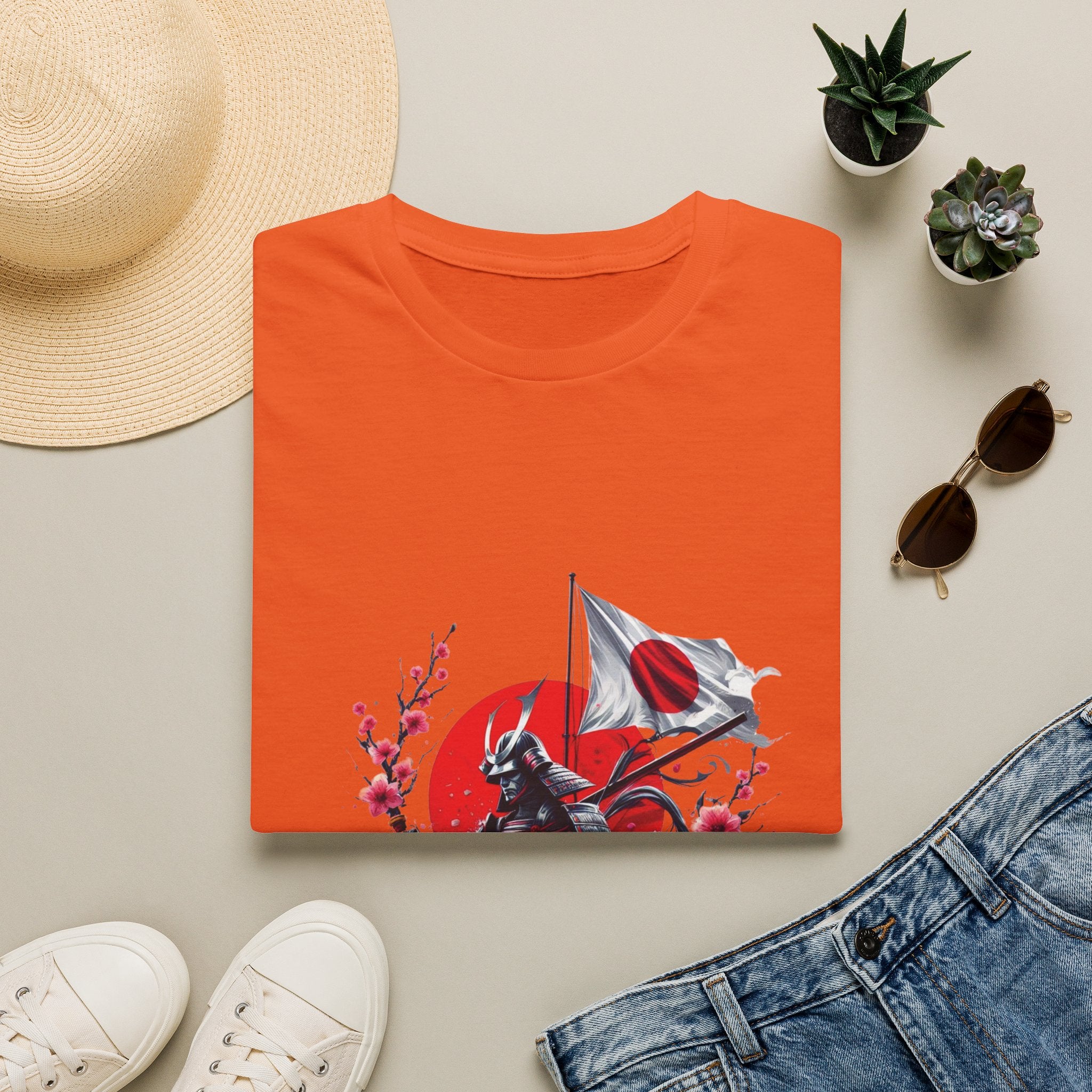 Japan Unisex Softstyle T-Shirt Japanese Art Sakura Samurai Cotton Gift Unique