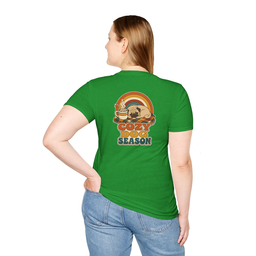 Retro Christmas Dog T-Shirt Cozy Dog Season Vintage Dog Lover Shirt Unisex Softstyle Tee Christmas Gift