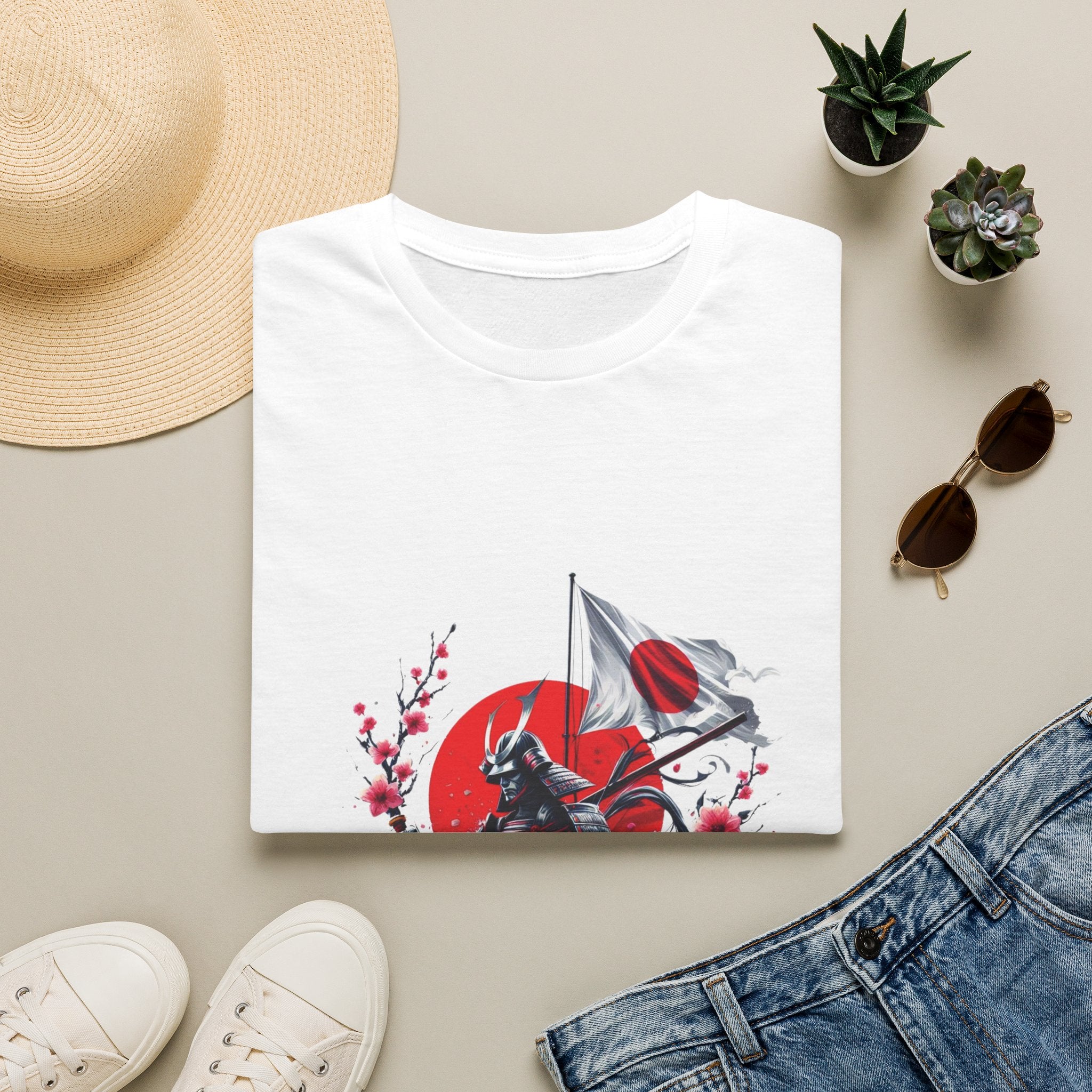 Japan Unisex Softstyle T-Shirt Japanese Art Sakura Samurai Cotton Gift Unique