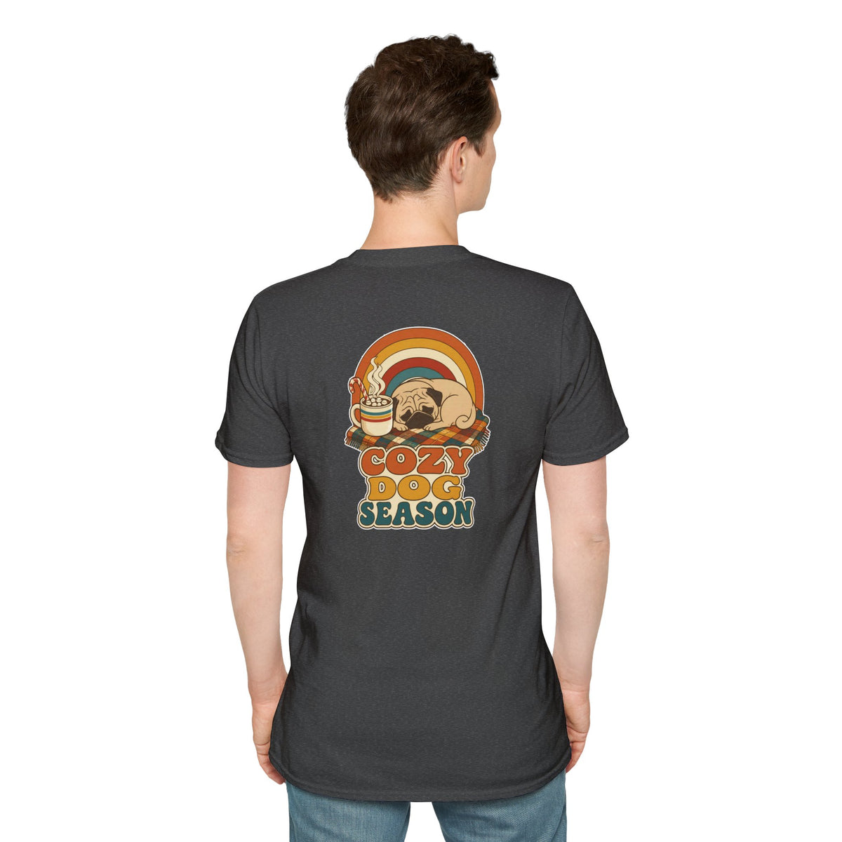 Retro Christmas Dog T-Shirt Cozy Dog Season Vintage Dog Lover Shirt Unisex Softstyle Tee Christmas Gift