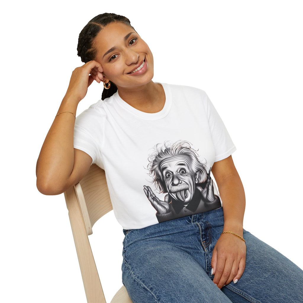 Funny Albert Einstein Print T-Shirt Unisex Softstyle T-Shirt Cotton Unique Gift