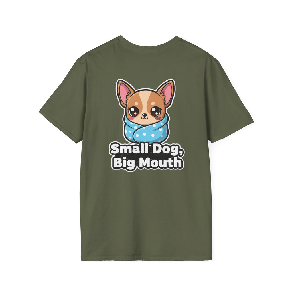 Cute Chihuahua Shirt Small Dog, Big Mouth Funny Dog Lover Unisex Softstyle Tee Gift