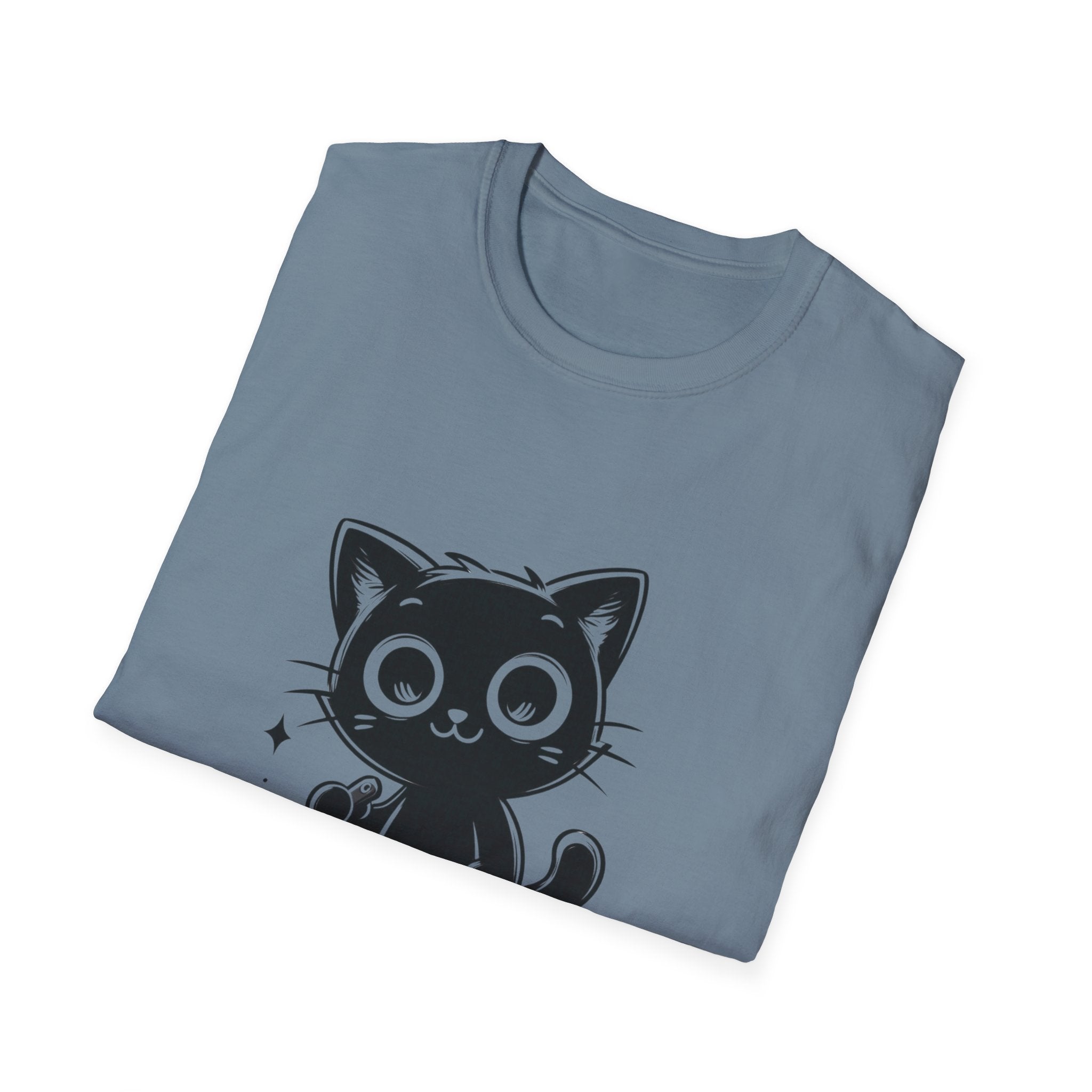 Women's and Men's Funny Cat T-shirt you saw nothing cat with bloody knife Halloween tee Soft Unisex Tshirt Gift for Her
