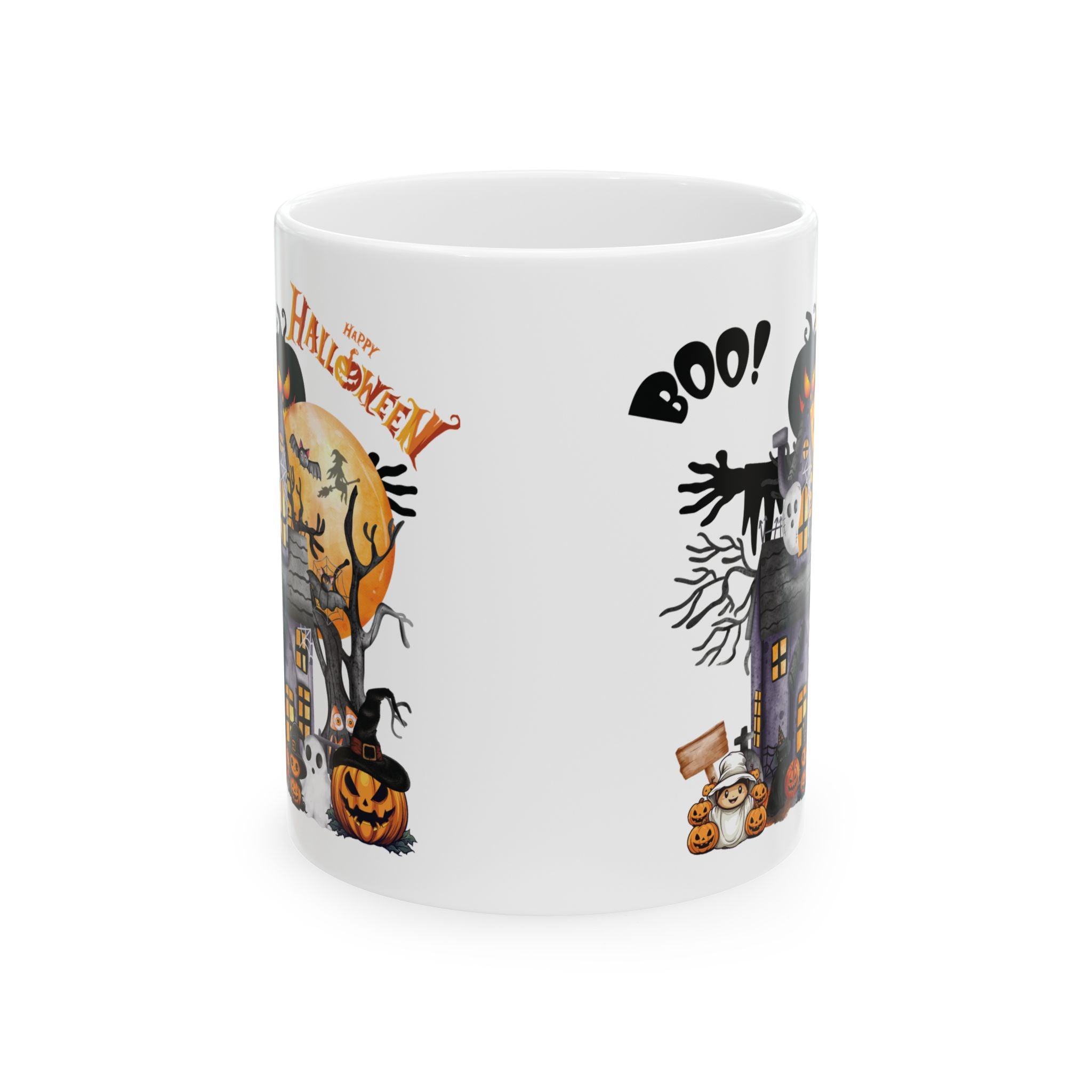 Cute Happy Halloween Funny Coffee Mug Gift Friends Kid Pumpkin Spooky Boo 11oz