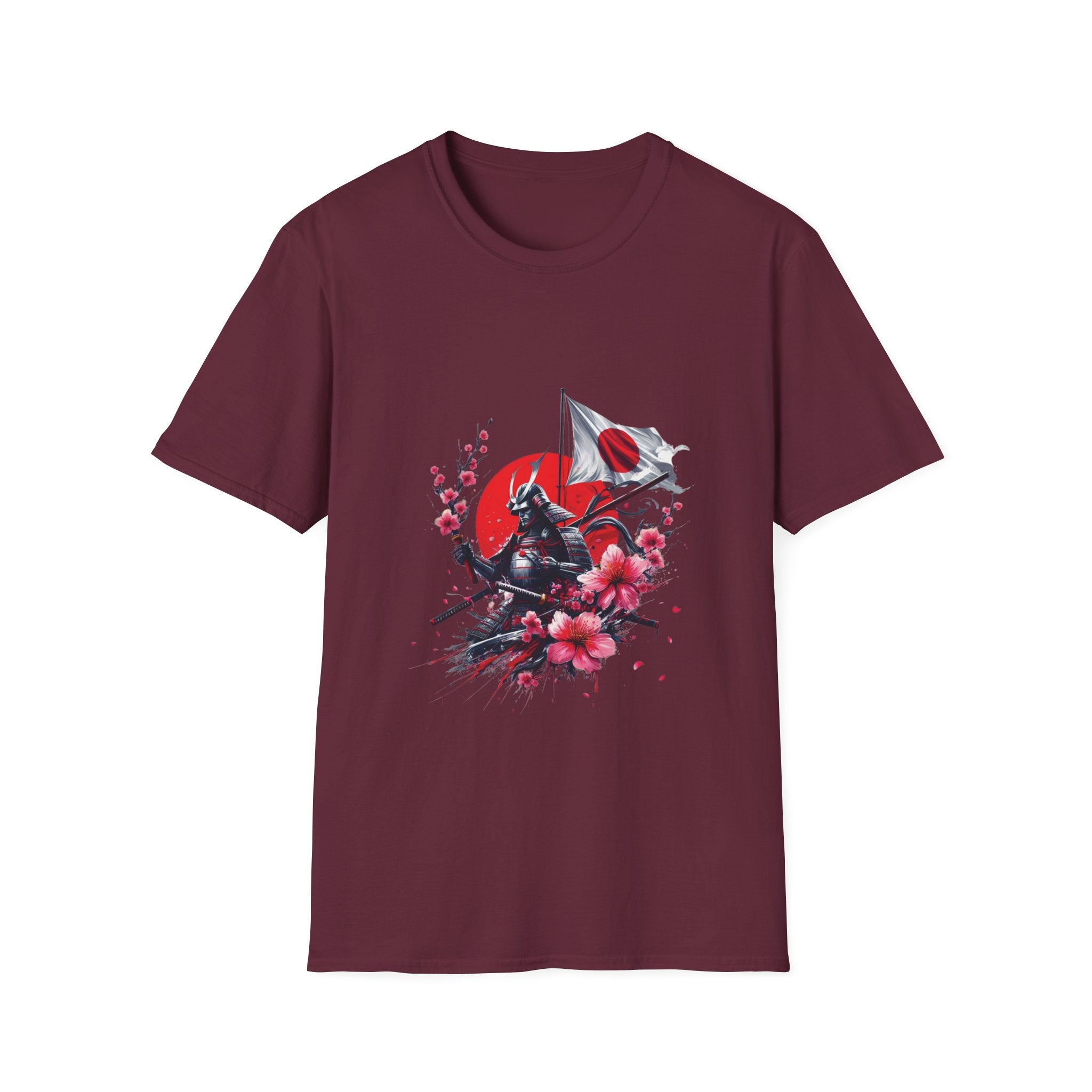 Japan Unisex Softstyle T-Shirt Japanese Art Sakura Samurai Cotton Gift Unique