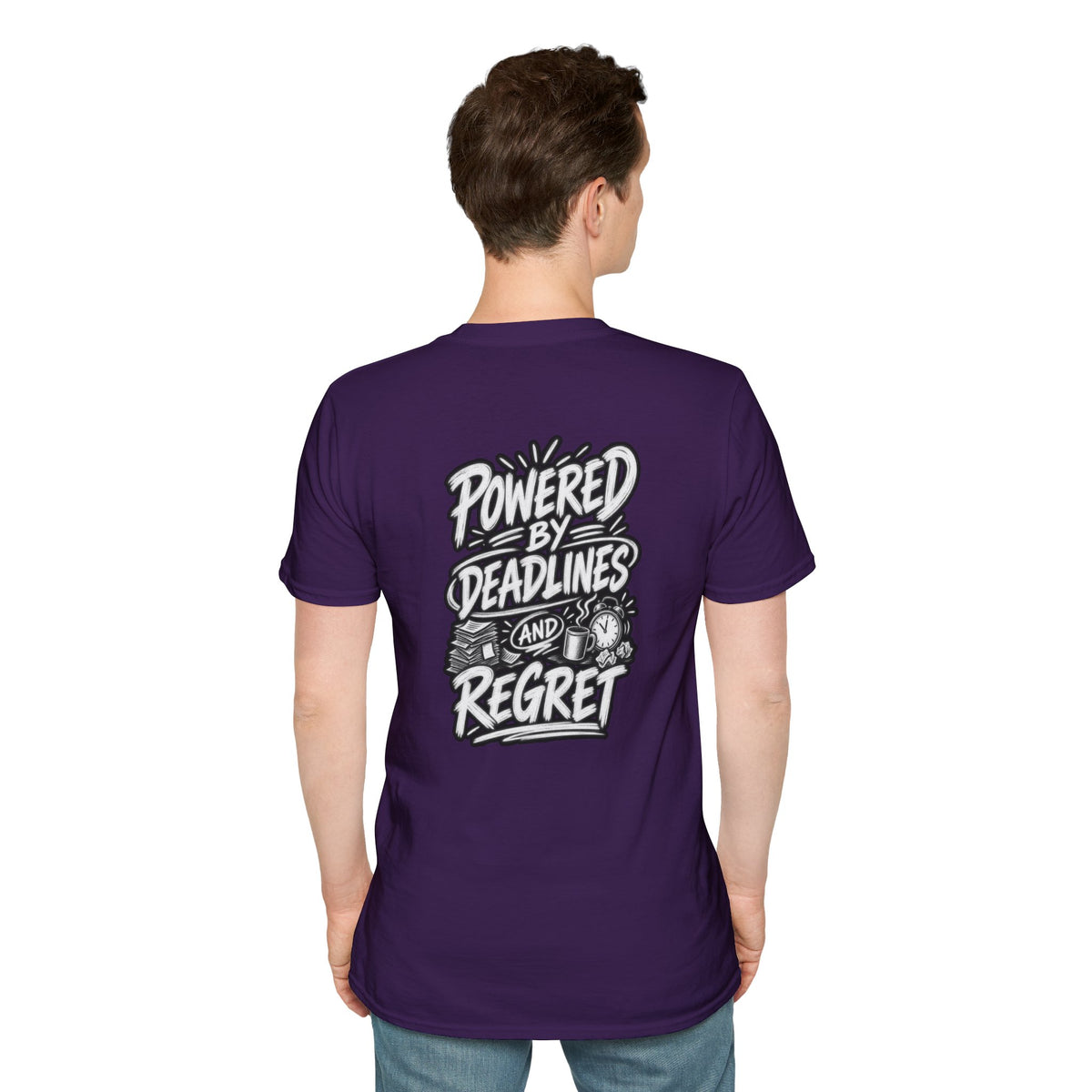 Funny Dark Humor Shirt Powered by Deadlines and Regret Funny Office Tee Unique Coworker Gift