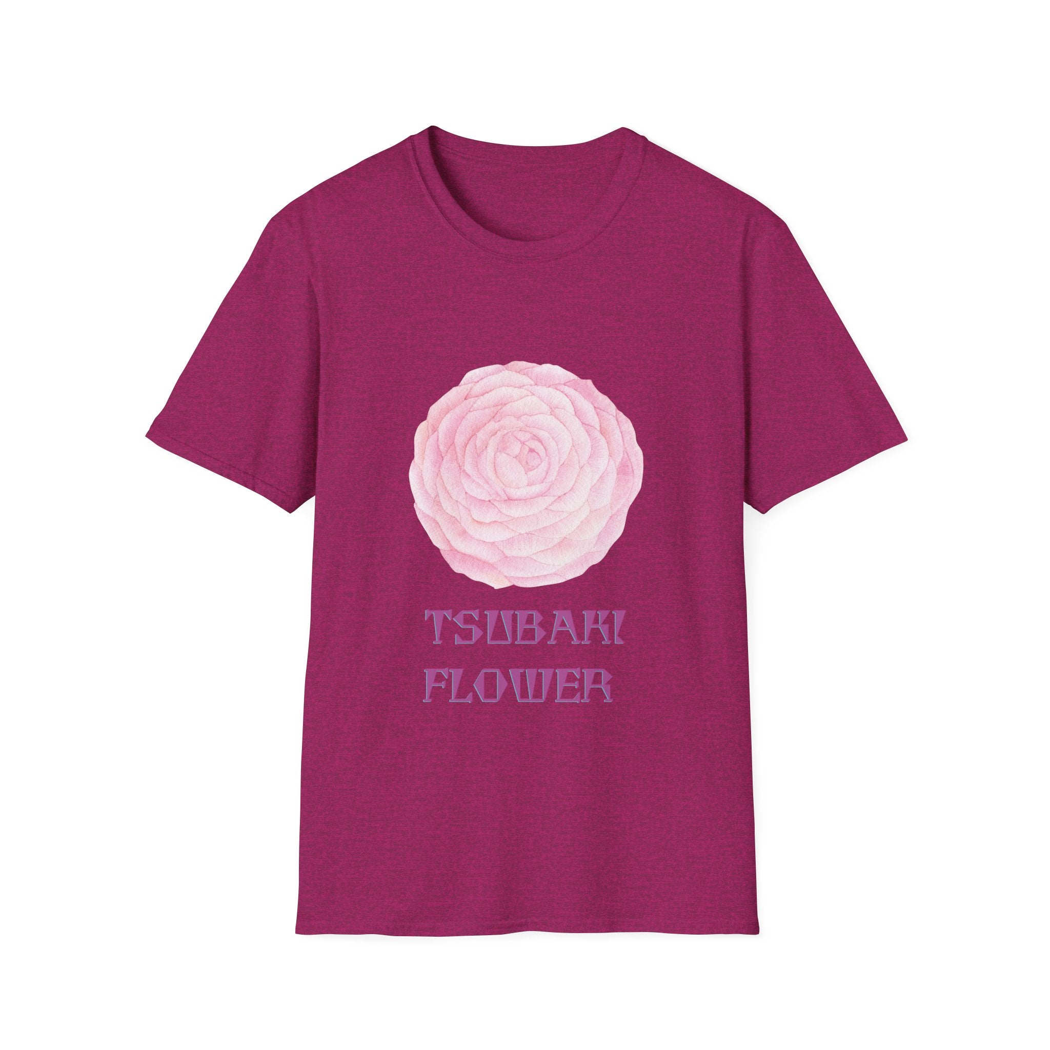 Tsubaki Japanese Camellia Unisex Softstyle T-Shirt Gift Cotton Japan Art Flower