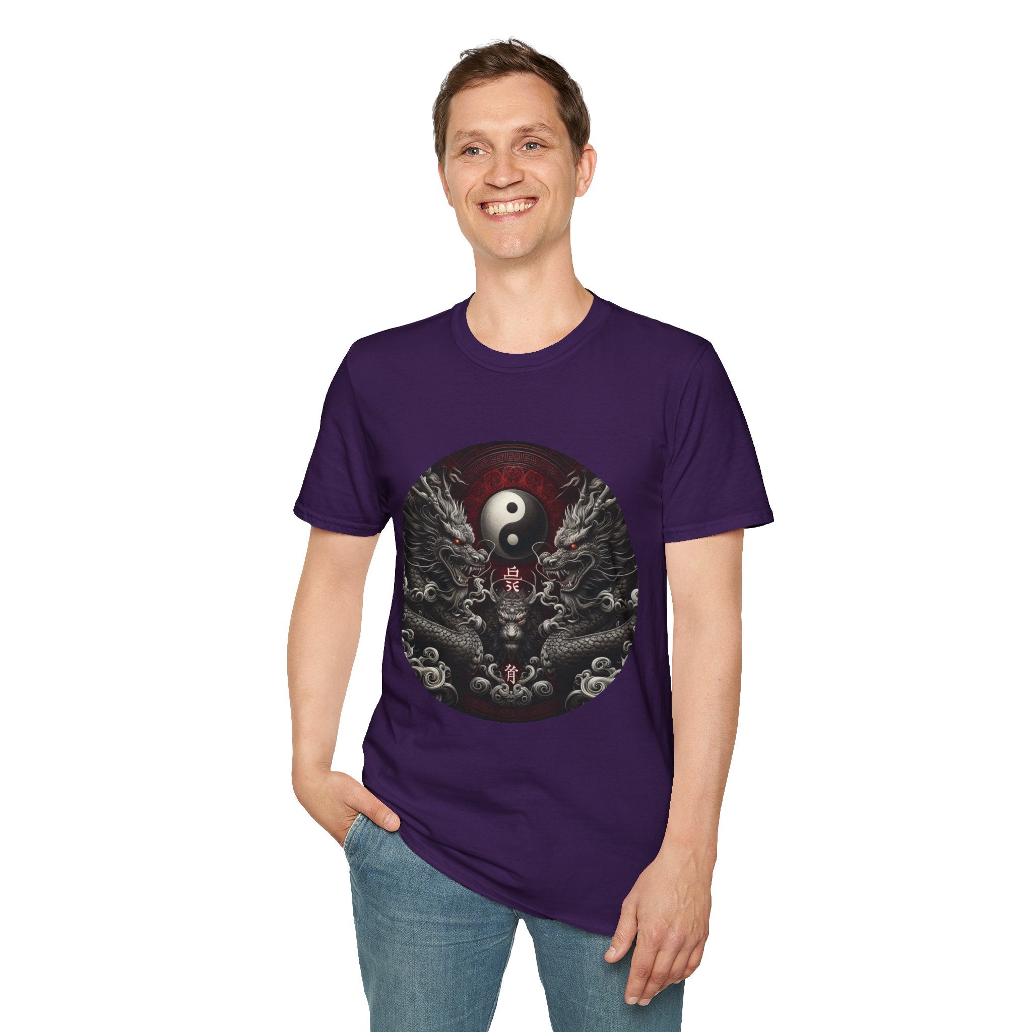 Dragon T-shirt Men Women Graphic Tee Clothing Apparel Symbol Ying Yang Best Gift
