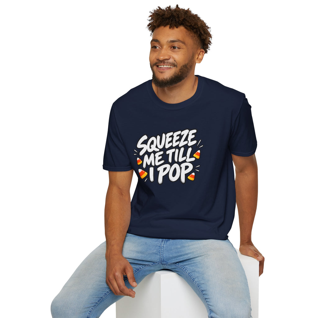 Funny Halloween Shirt Squeeze Me Till I Pop Candy Corn Novelty Tee Graphic T-Shirt