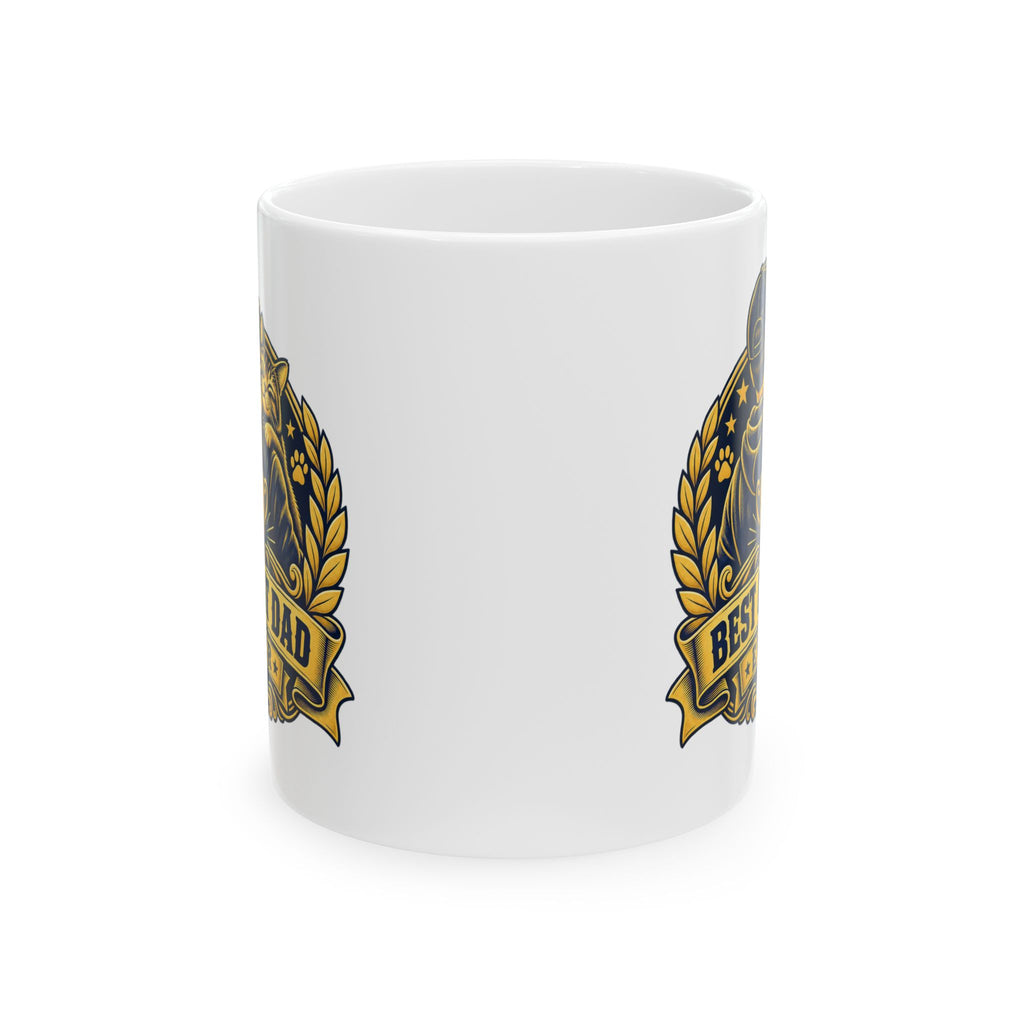 Best Cat Dad Ever Mug Vintage Trophy Badge Coffee Cup Gift Funny Coffee Mug