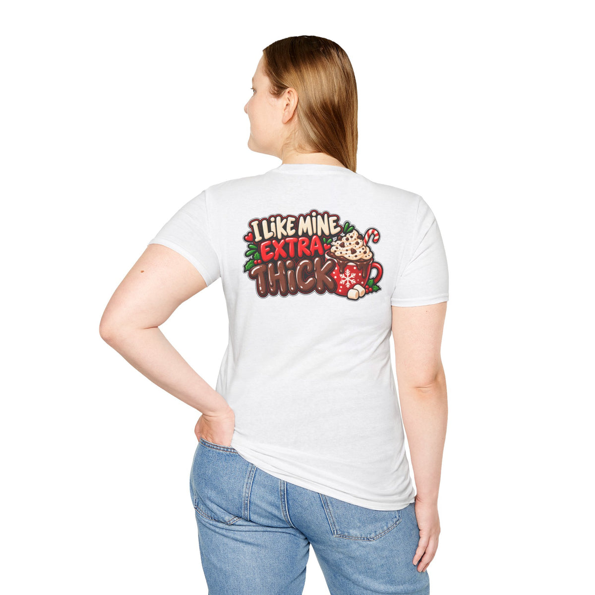 Funny Christmas Pun Tee Cheeky Holiday Shirt Dark Humor Funny Shirt I LIKE MINE EXTRA THICK T-Shirt Unique Gift