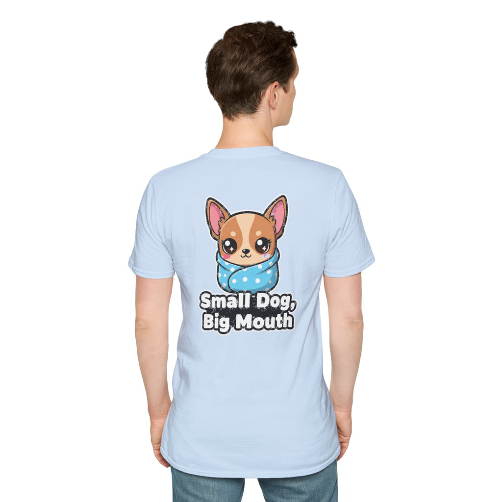 Cute Chihuahua Shirt Small Dog, Big Mouth Funny Dog Lover Unisex Softstyle Tee Gift