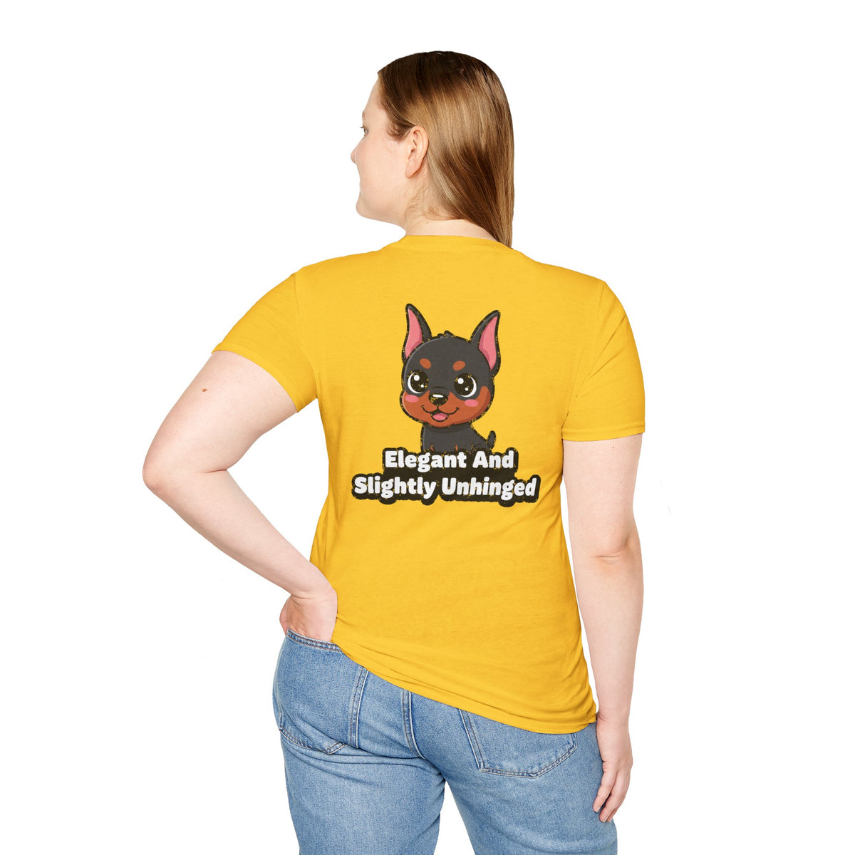 Cute Doberman Shirt Elegant And Slightly Unhinged Funny Dog Lover Unisex Softstyle Tee Gift