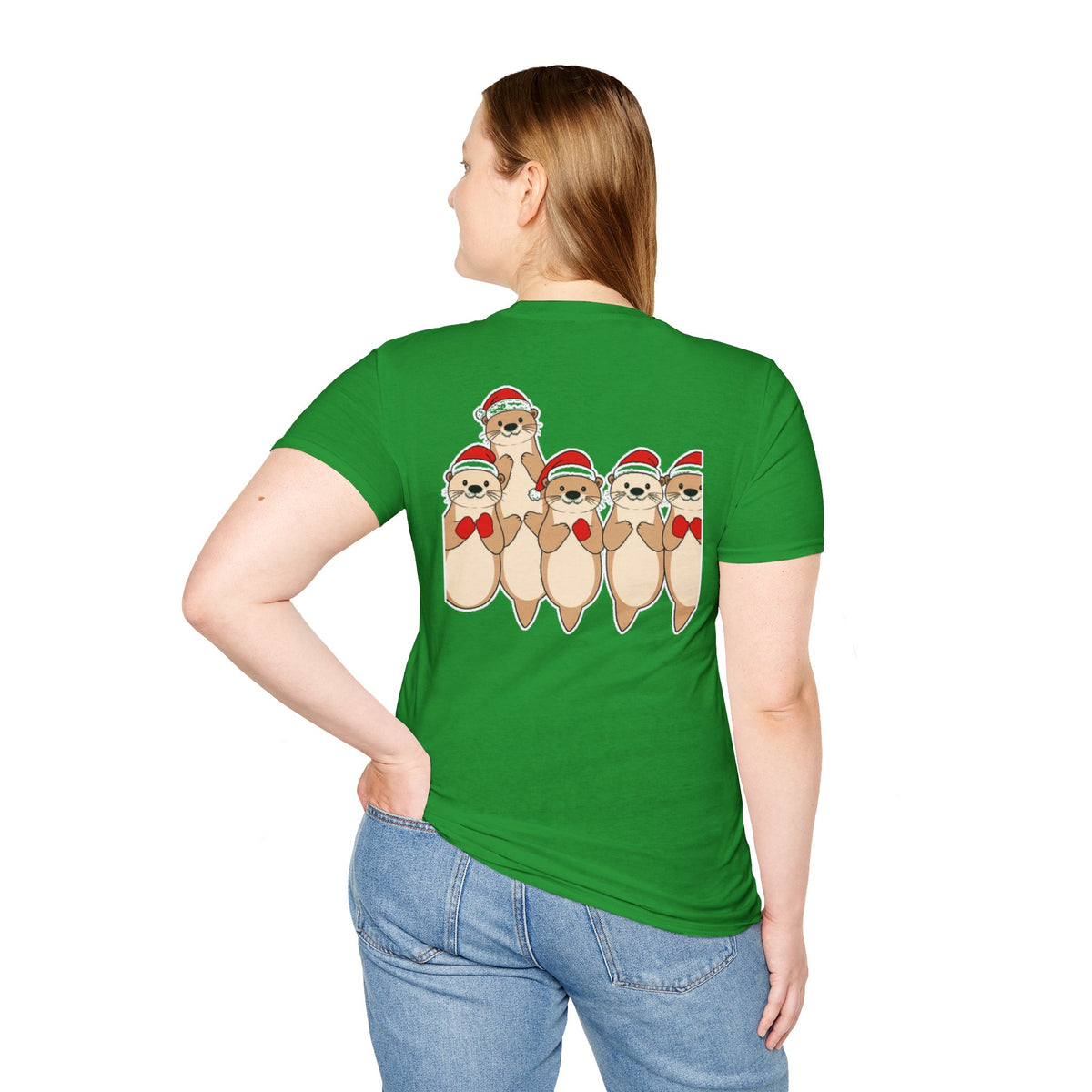 Christmas Otters Family T-Shirt | Cute Cartoon Holiday Design Unique Shirt Gift