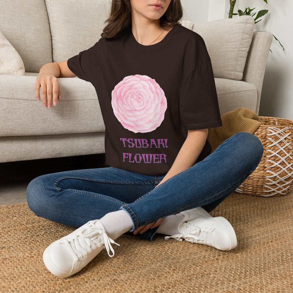 Tsubaki Japanese Camellia Unisex Softstyle T-Shirt Gift Cotton Japan Art Flower