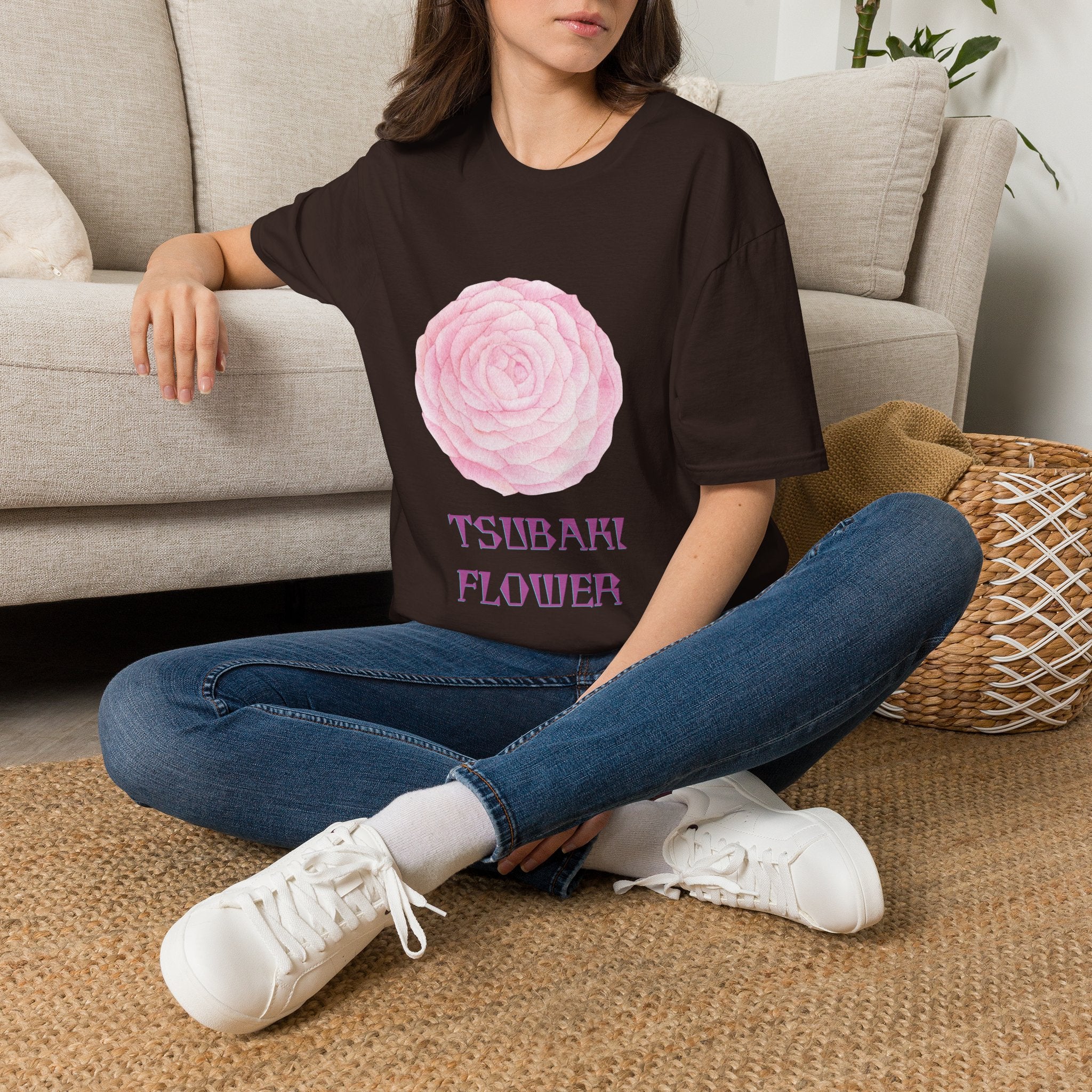 Tsubaki Japanese Camellia Unisex Softstyle T-Shirt Gift Cotton Japan Art Flower