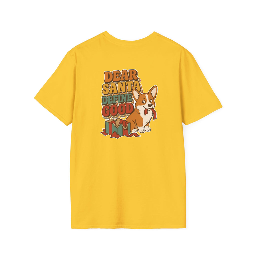 Retro Christmas Dog T-Shirt Dear Santa Define Good Vintage Dog Lover Shirt Unisex Softstyle Tee Christmas Gift
