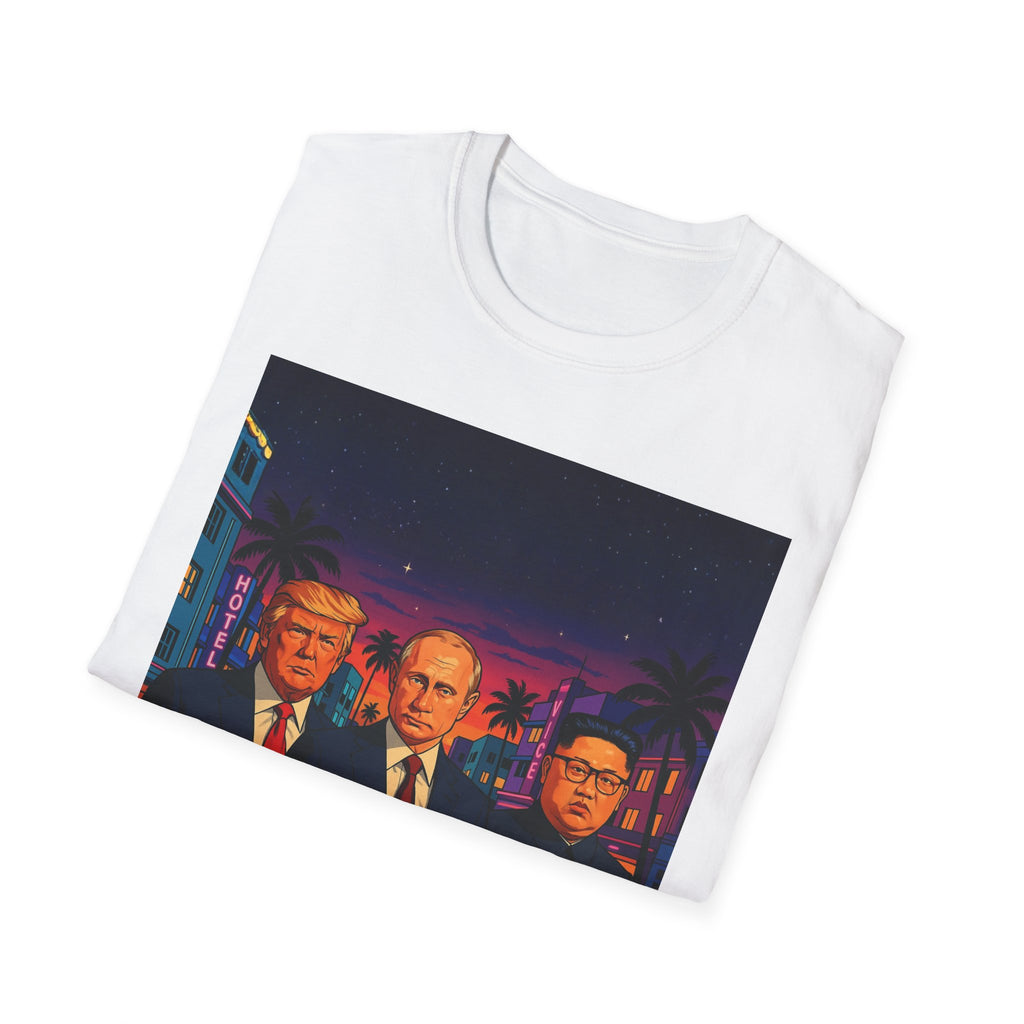 Funny Donald Trump Kim Putin in Miami T-Shirt Unique Unisex Softstyle Gift New