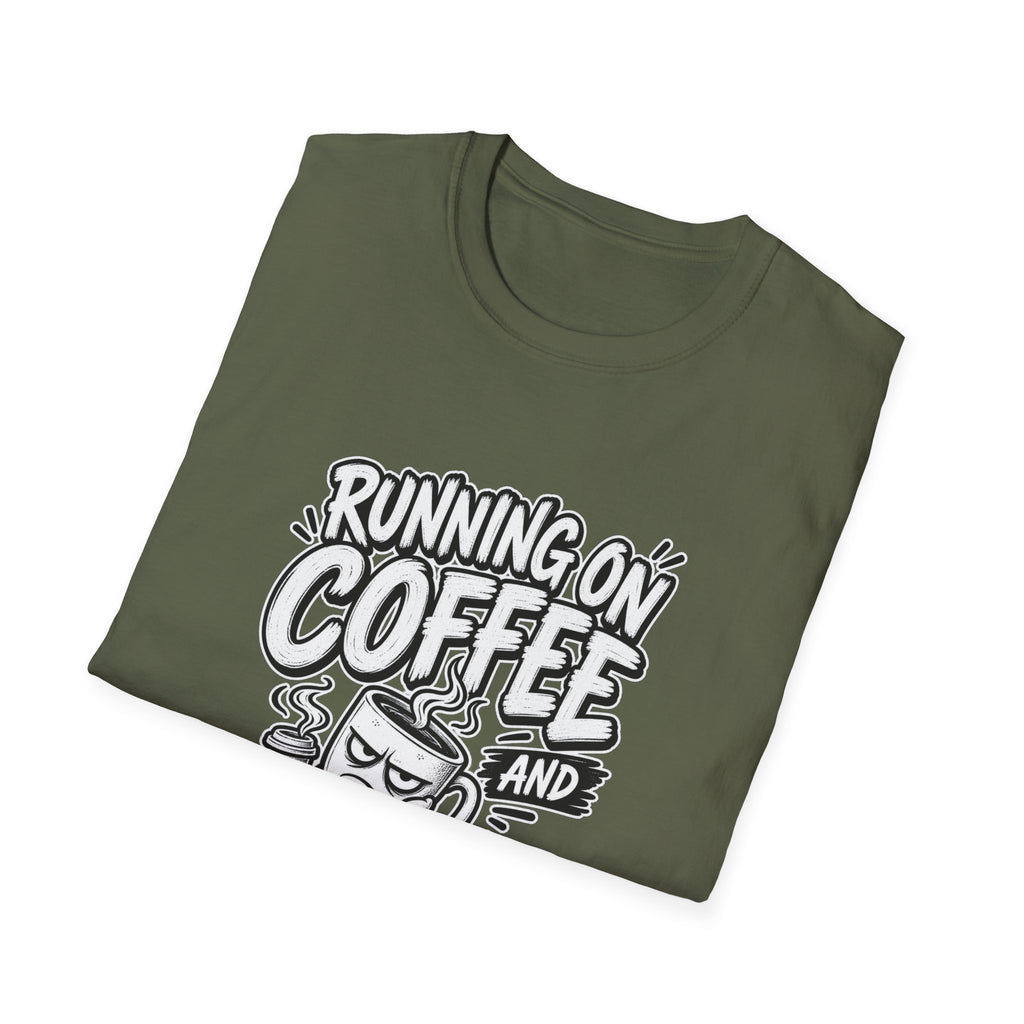 Funny Dark Humor Tshirt — Funny Office Tshirt Dark Humor Graphic Tee Unique Coworker Gift  RUNNING ON COFFEE AND PASSIVE AGGRESSION Shirt