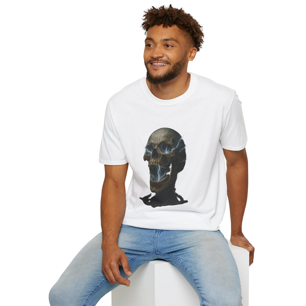 Funny Mens Electric Skull T-Shirt Classic Short Sleeve Shirt Apparel Clothing