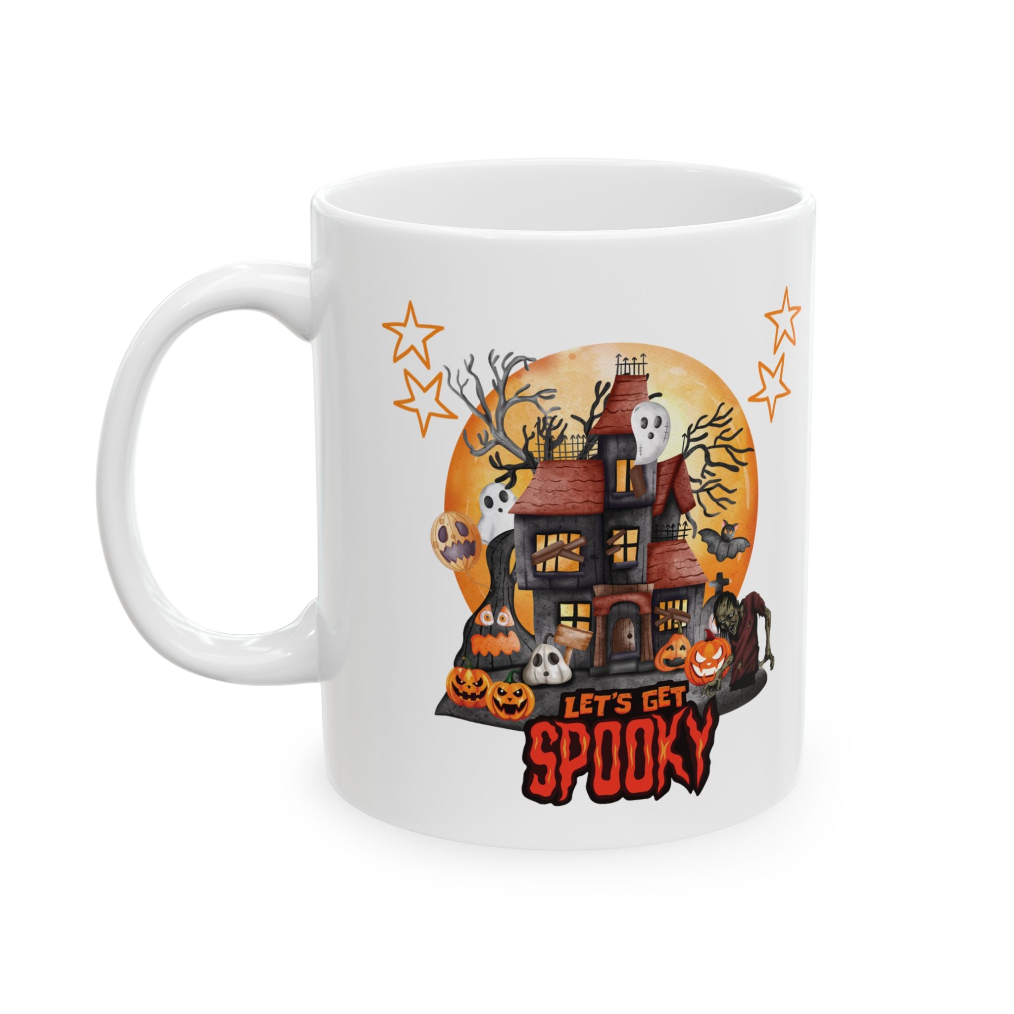 Happy Halloween Funny Coffee Mug Gift For Kids Pumpkin Spooky Cute Cat Boo 11oz