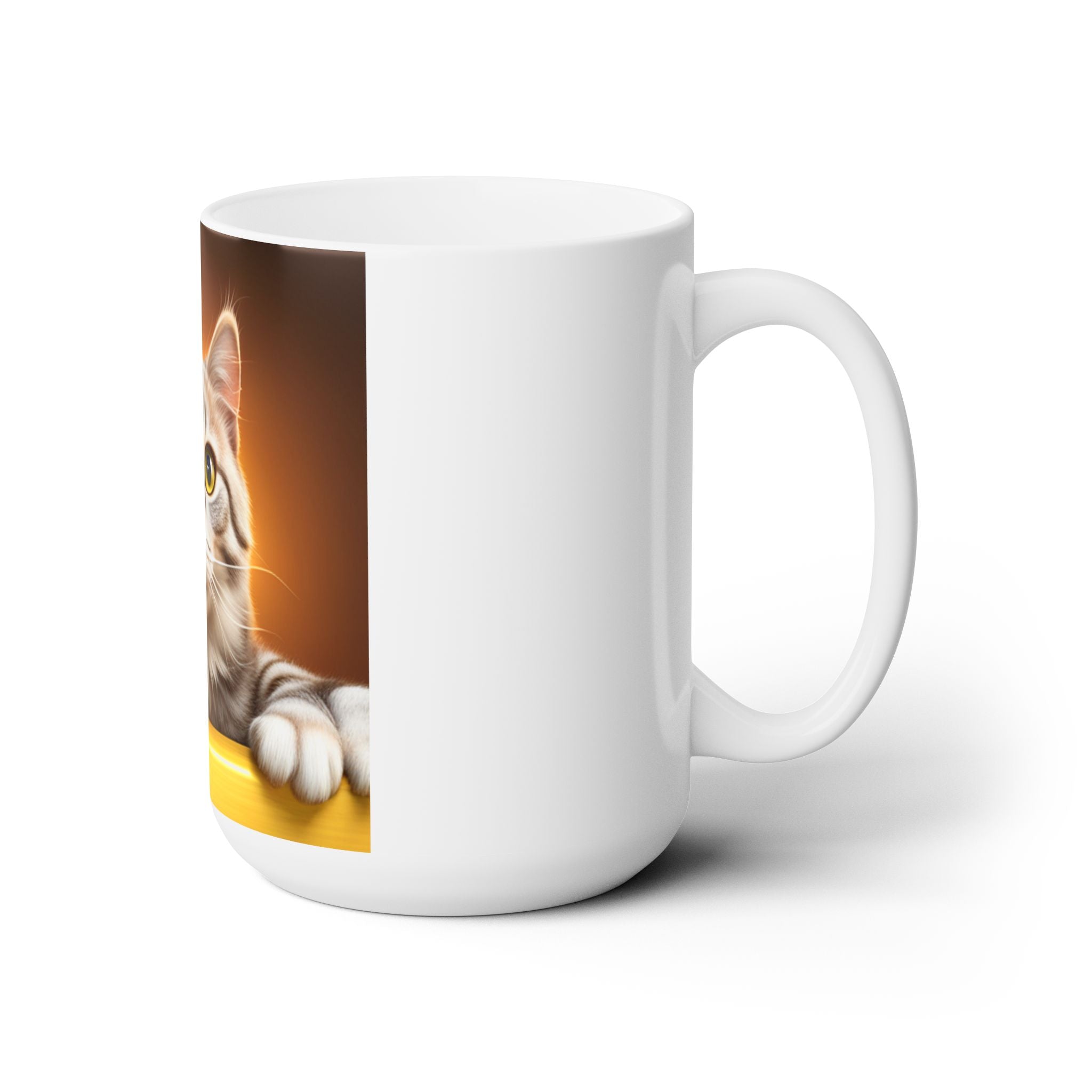Funny Cute Cat 3D White Ceramic Coffee Tea Mug Gift For Kids Pet Unique 15oz