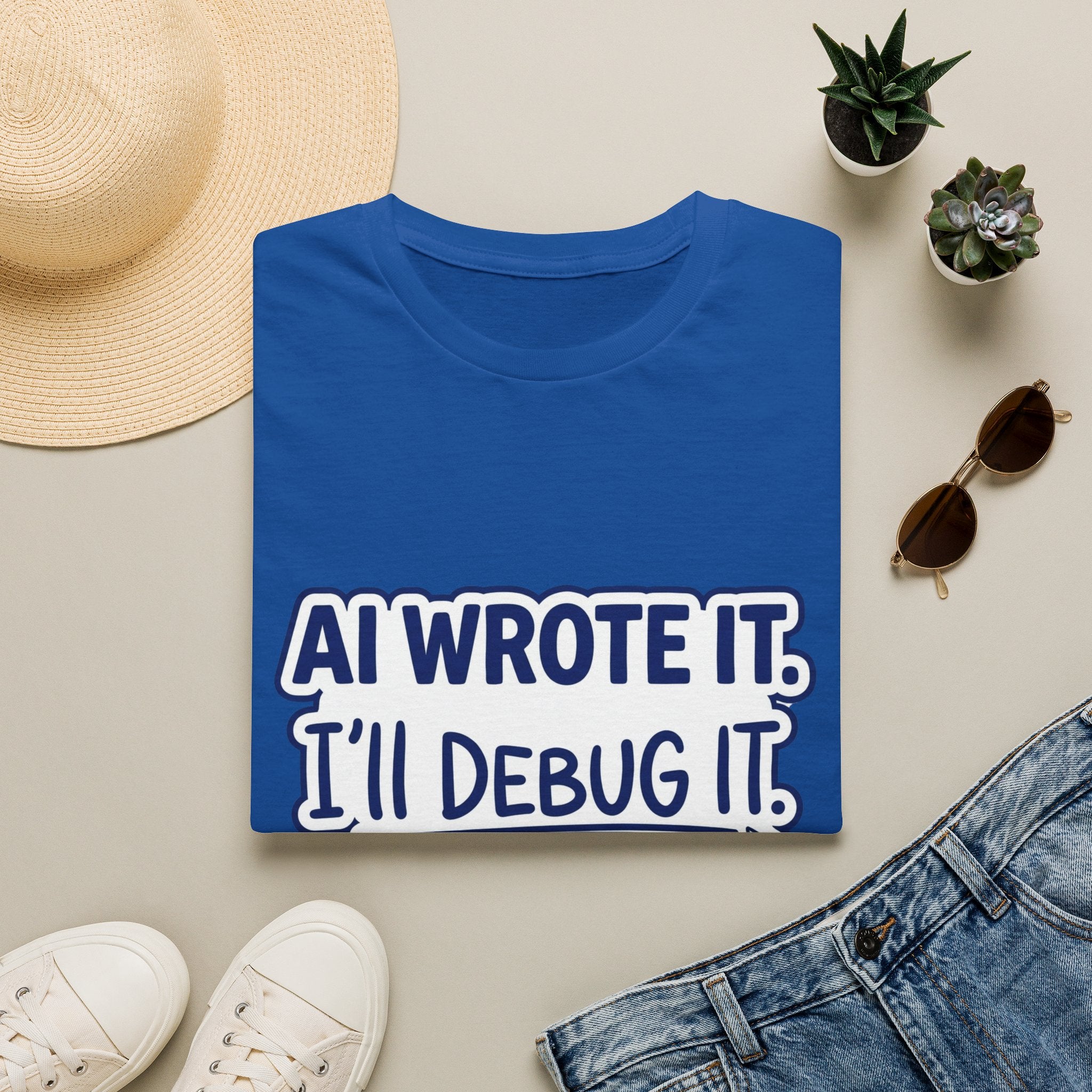 Funny Tshirt AI Wrote It I'll Debug It Shirt Funny Vibe Coding Programmer Tee Unisex Softstyle T-Shirt