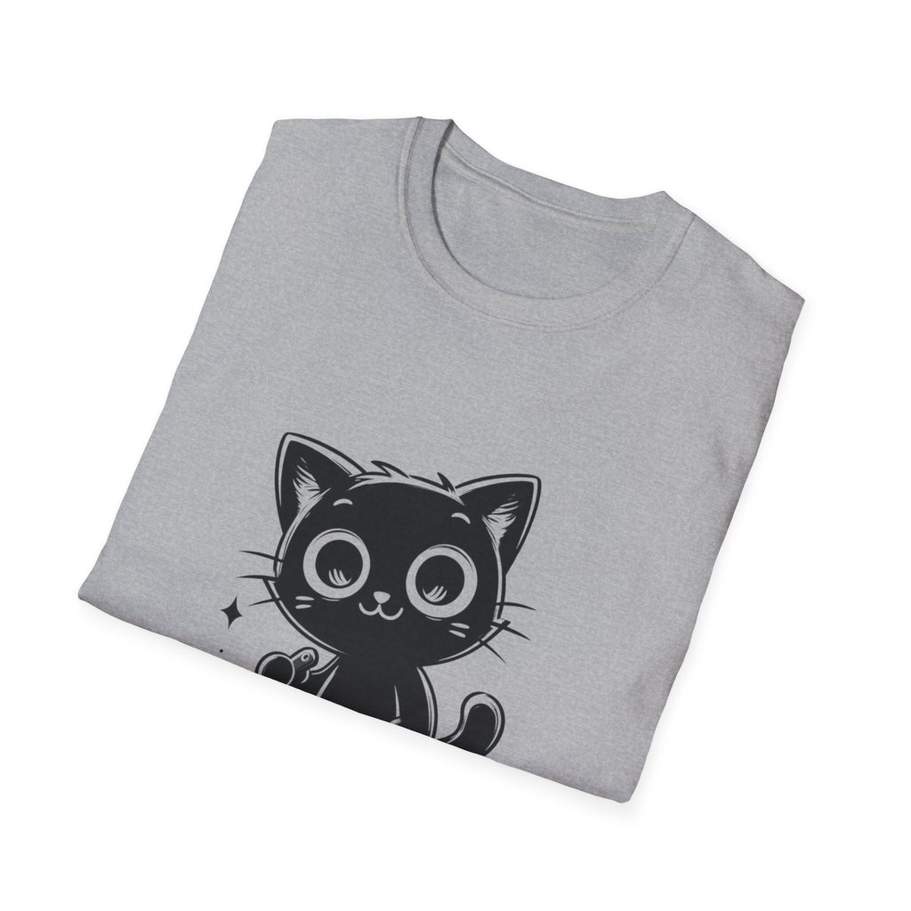 Women's and Men's Funny Cat T-shirt you saw nothing cat with bloody knife Halloween tee Soft Unisex Tshirt Gift for Her