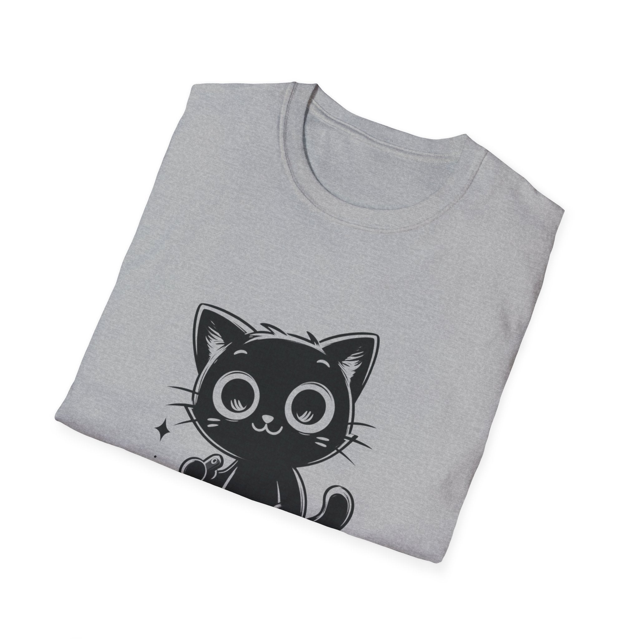 Women's and Men's Funny Cat T-shirt you saw nothing cat with bloody knife Halloween tee Soft Unisex Tshirt Gift for Her