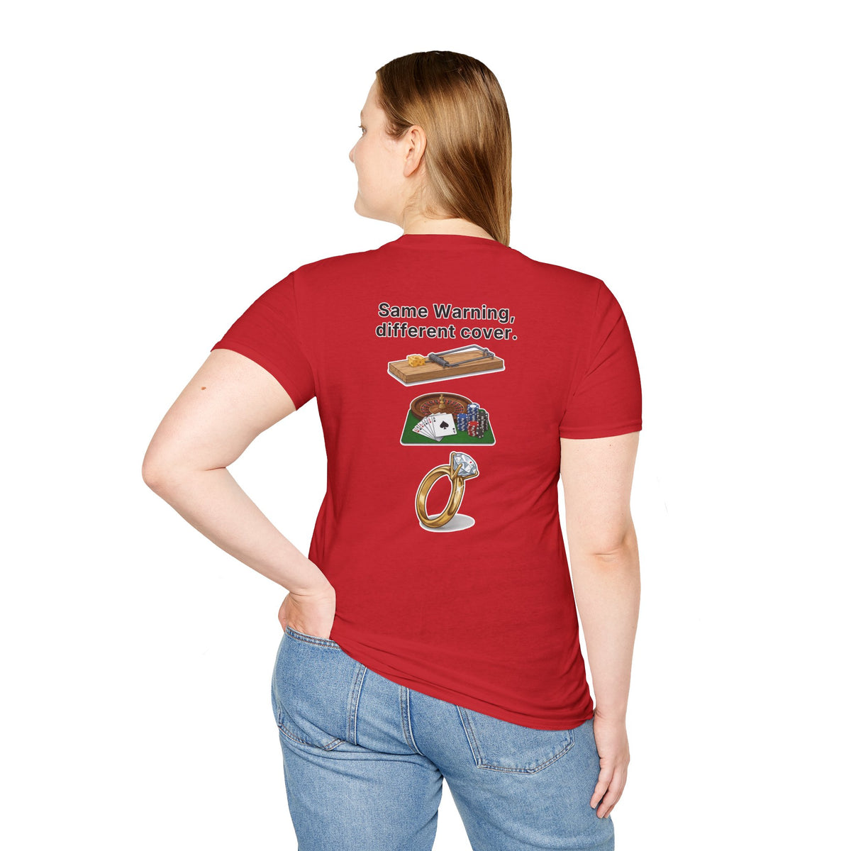 Funny Marriage T-Shirt Same Warning Different Cover Mousetrap Casino Ring Wedding Humor Shirt Groom Bachelor Party Tee