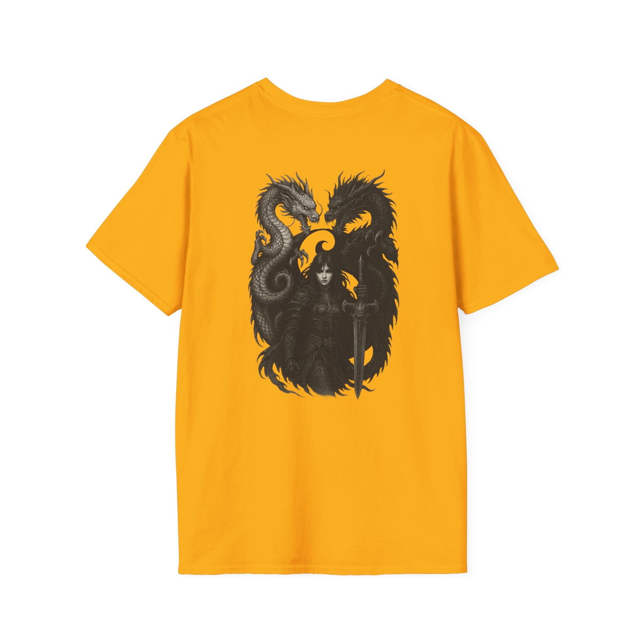 Dragon T-shirt Men Women Graphic Tee Clothing Apparel Symbol Ying Yang In Back