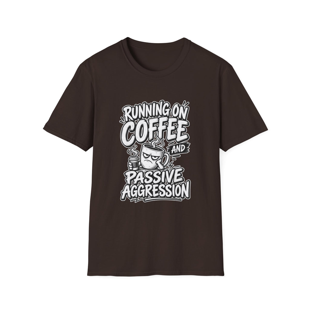 Funny Dark Humor Tshirt — Funny Office Tshirt Dark Humor Graphic Tee Unique Coworker Gift  RUNNING ON COFFEE AND PASSIVE AGGRESSION Shirt