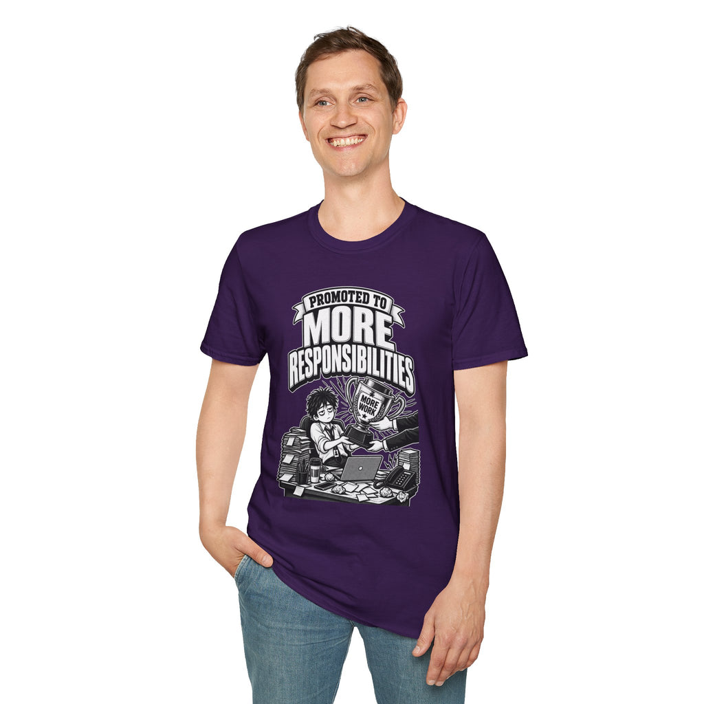 Funny Dark Humor Tshirt — Funny Office Tshirt Dark Humor Graphic Tee Unique Coworker Gift PROMOTED TO MORE RESPONSIBILITIES Shirt
