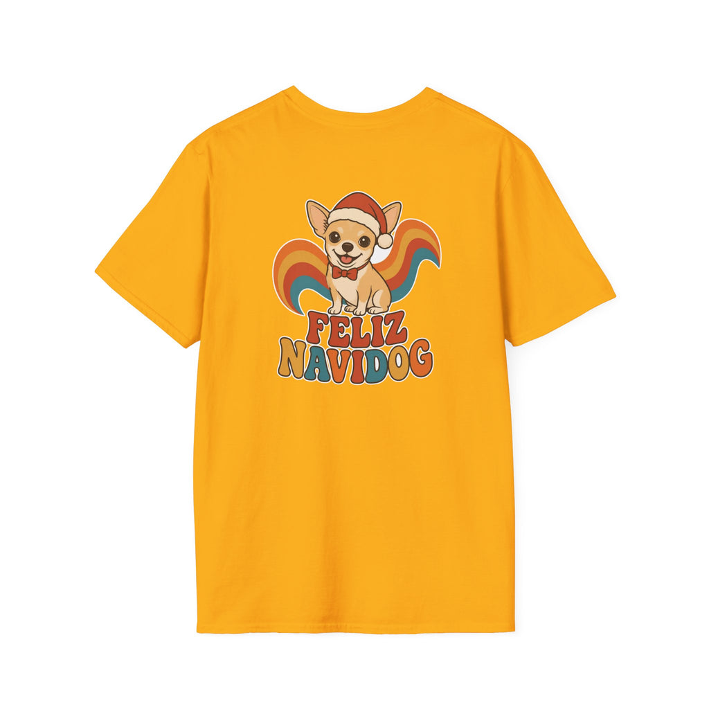 Retro Christmas Dog T-Shirt Feliz Navidog Vintage Dog Lover Shirt Unisex Softstyle Tee Christmas Gift
