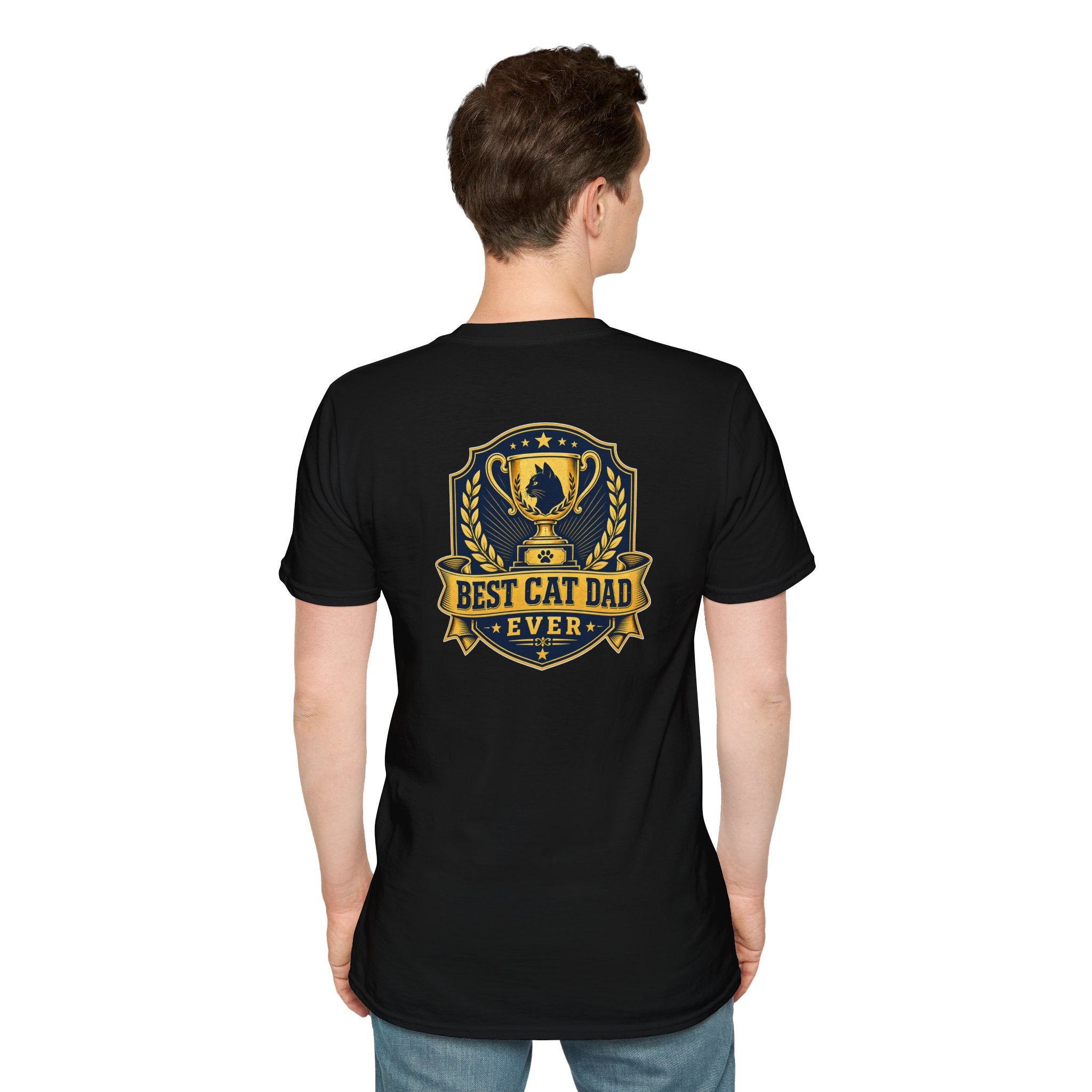 Best Cat Dad Ever Shirt Vintage Trophy Badge Cat Lover Graphic Tee Dark Humor Tee Unique Gift Funny Tshirt